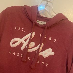 Aeropostale Crop Top Hoodie. Size Small. Color is a muted reddish pink.